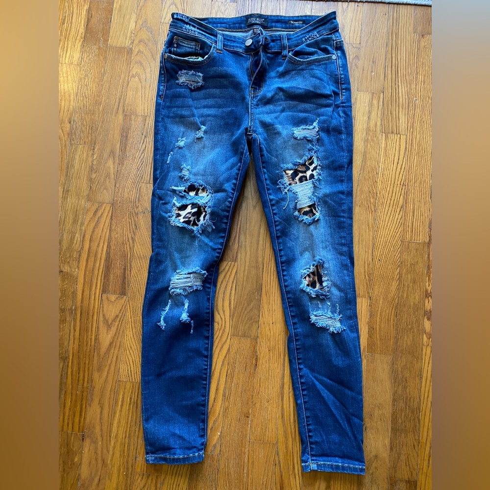 Judy Blue leopard patch skinny jeans